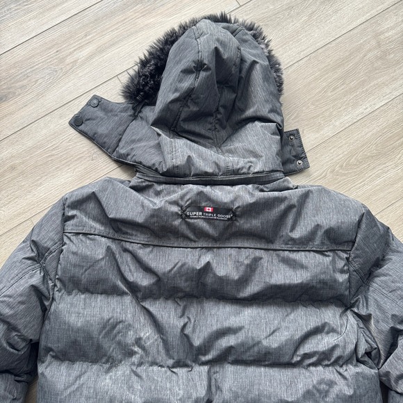 Canada Weather Gear Jacket Men's XL Gray Bomber Faux Fur Hood Super Triple Goose - Picture 5 of 12
